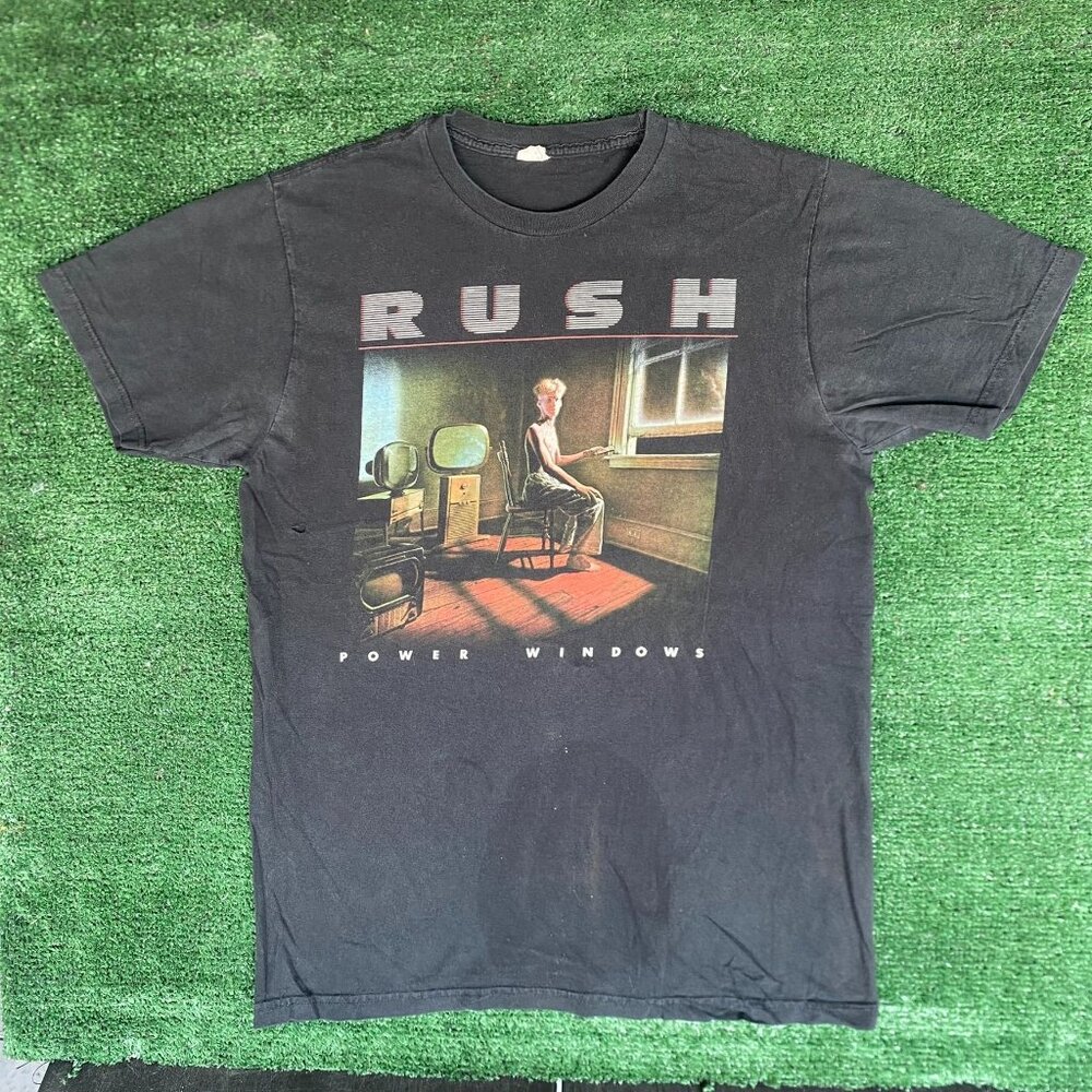 Vintage Y2K Rush Band Shirt Power Windows Rock Album Art Tee